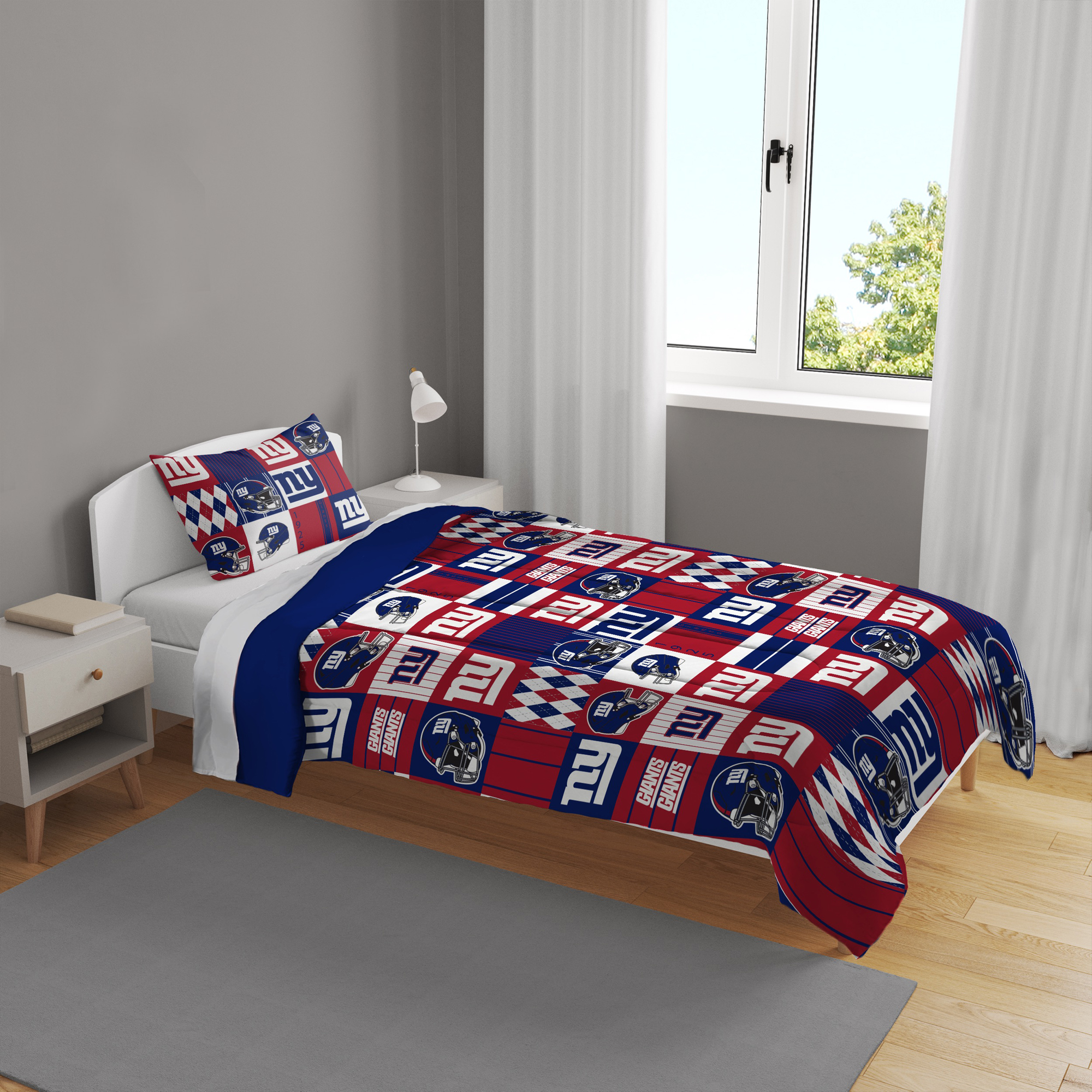 Pegasus New York Giants Patchwork Plaid Two-Piece Twin/Twin XL Bed in a Bag Set