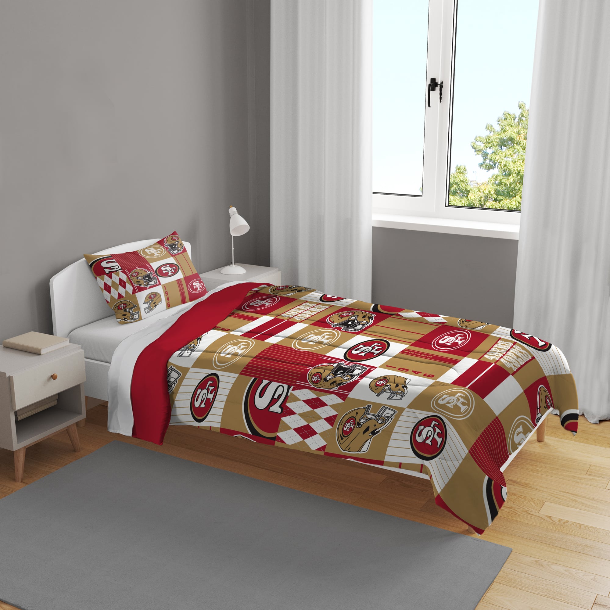 Pegasus San Francisco 49ers Patchwork Plaid Two-Piece Twin/Twin XL Bed in a Bag Set