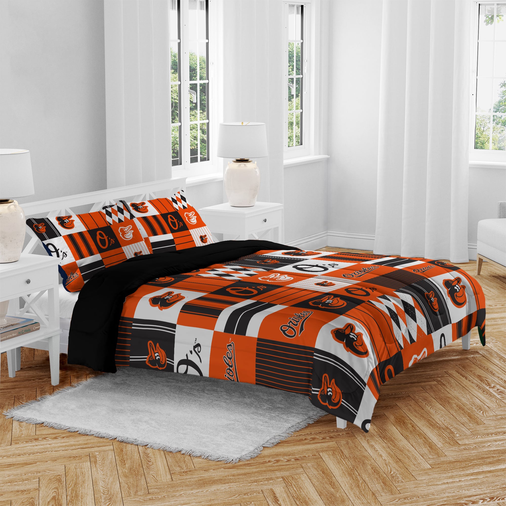 Pegasus Baltimore Orioles Patchwork Plaid Three-Piece Full/Queen Bed in a Bag Set