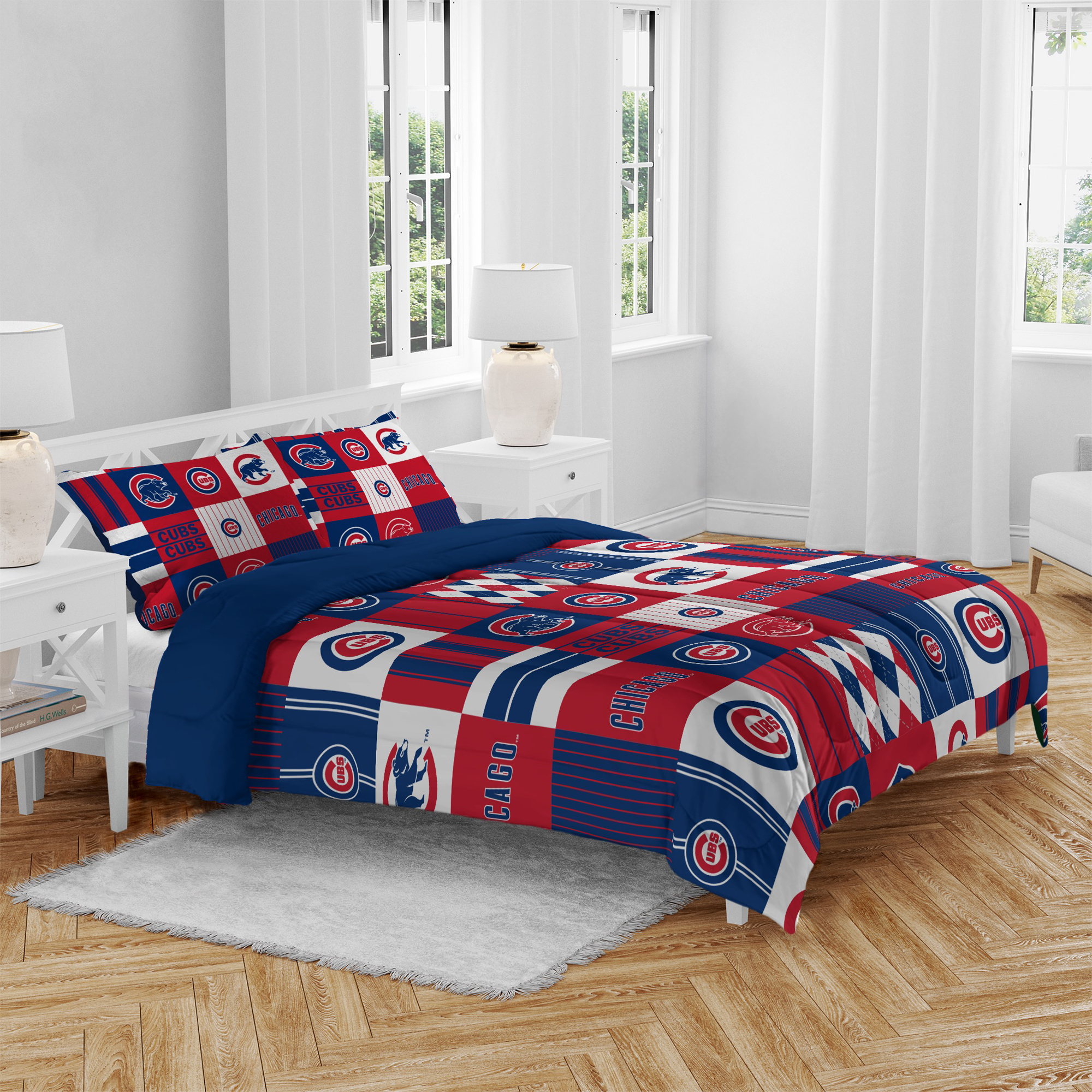 Pegasus Chicago Cubs Patchwork Plaid Three-Piece Full/Queen Bed in a Bag Set