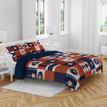 Pegasus Houston Astros Patchwork Plaid Three-Piece Full/Queen Bed in a Bag Set