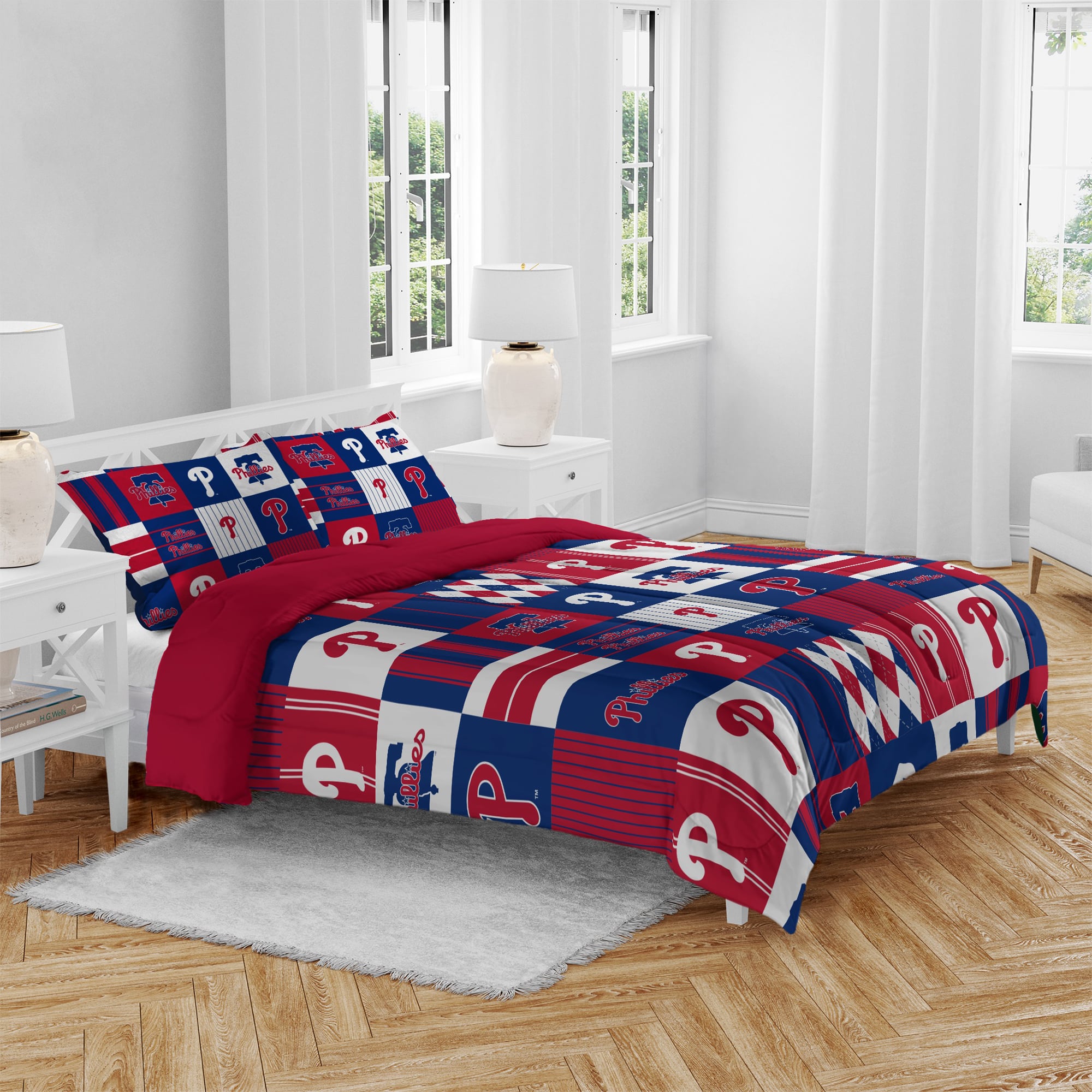 Pegasus Philadelphia Phillies Patchwork Plaid Three-Piece Full/Queen Bed in a Bag Set