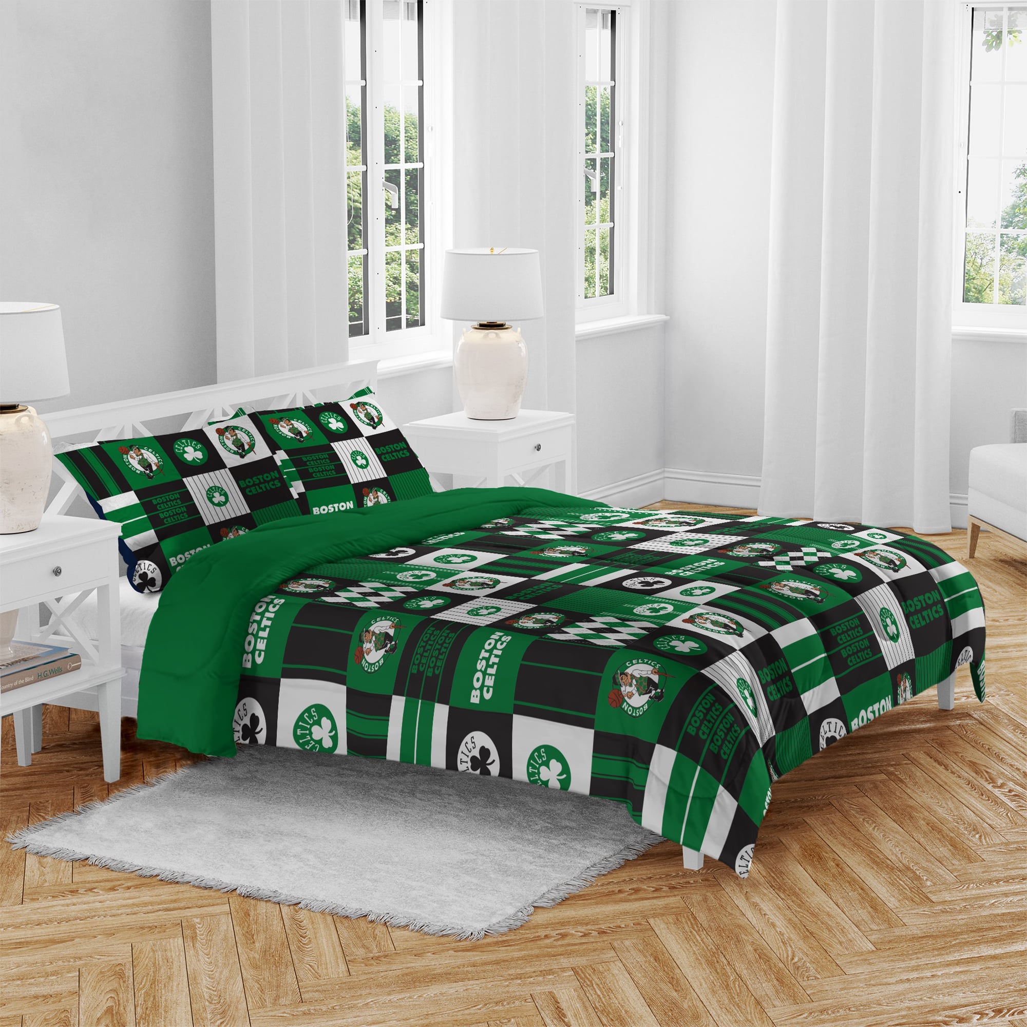 Pegasus Boston Celtics Patchwork Plaid Three-Piece Full/Queen Bed in a Bag Set