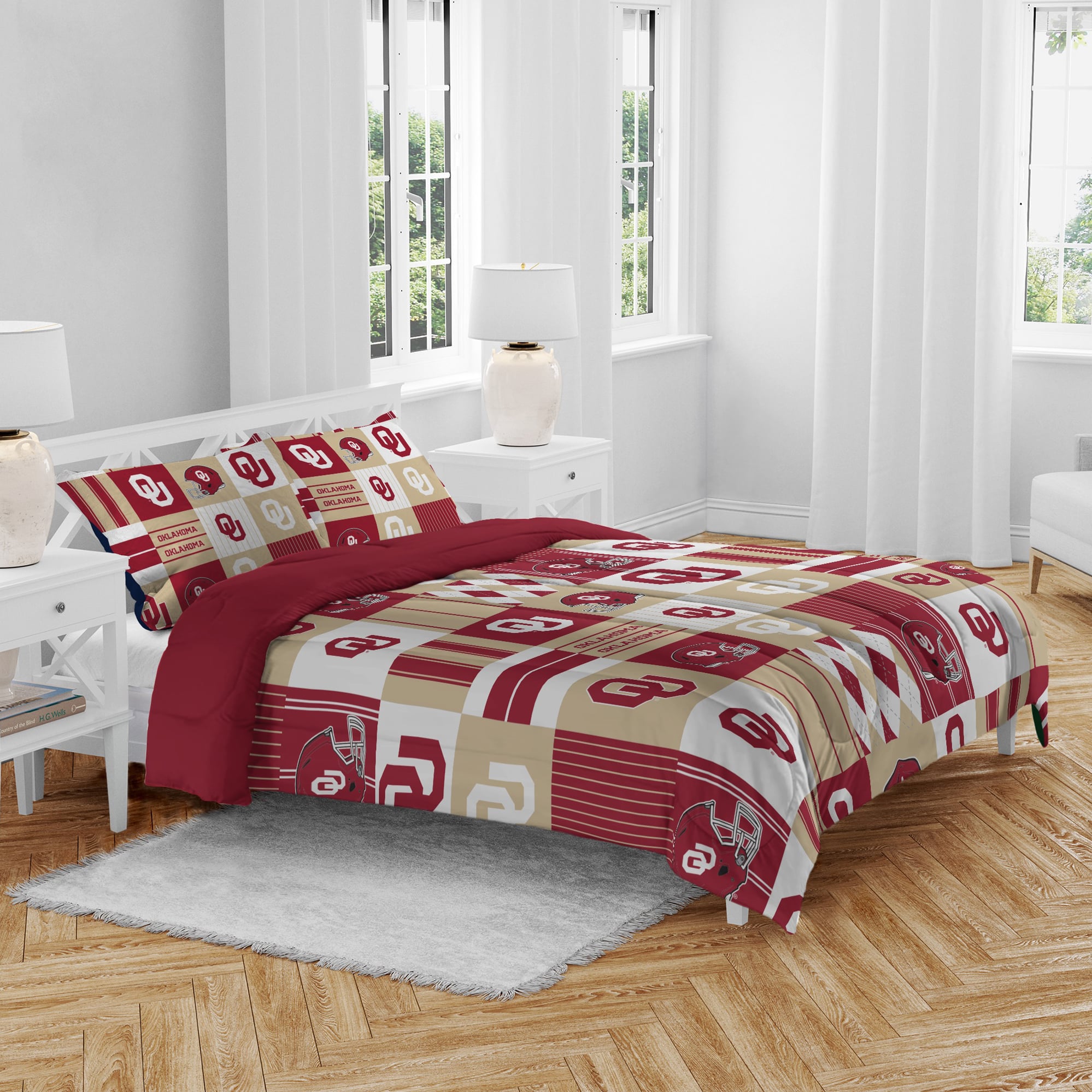 Pegasus Oklahoma Sooners Patchwork Plaid Three-Piece Full/Queen Bed in a Bag Set
