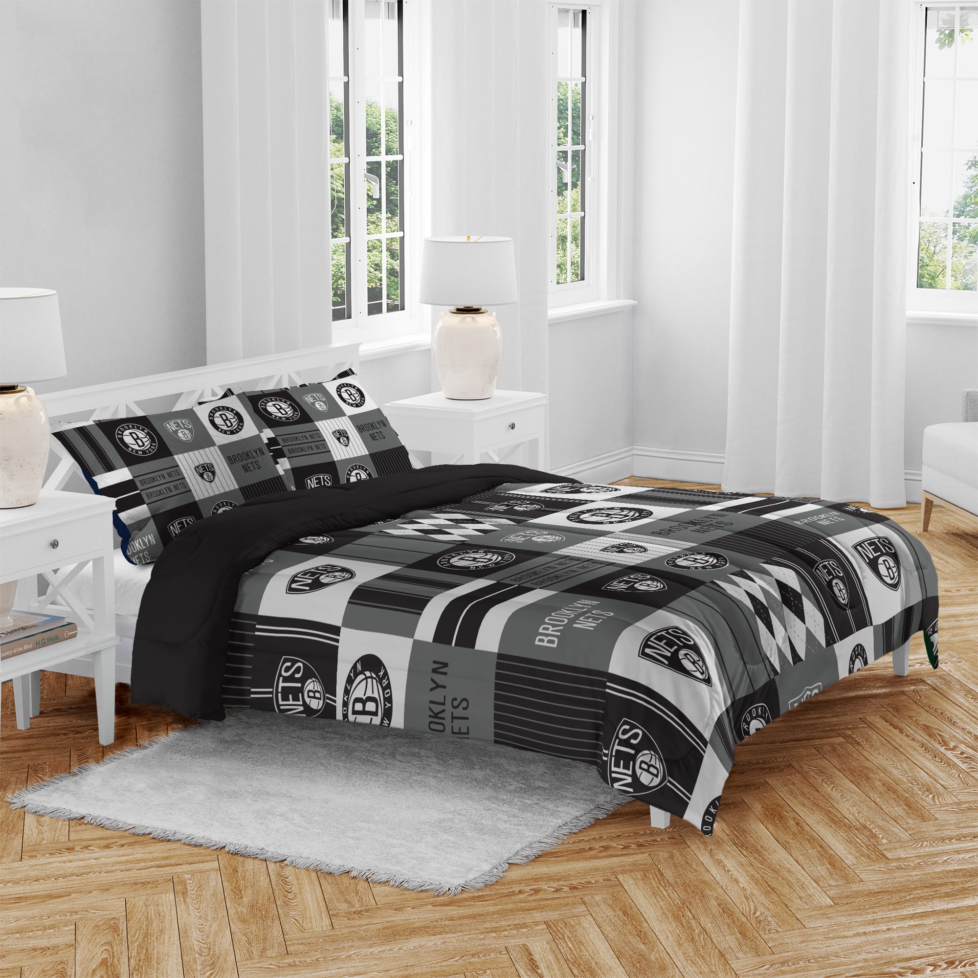 Pegasus Brooklyn Nets Patchwork Plaid Three-Piece Full/Queen Bed in a Bag Set