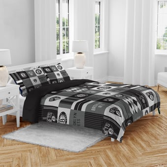 Pegasus Brooklyn Nets Patchwork Plaid Three-Piece Full/Queen Bed in a Bag Set