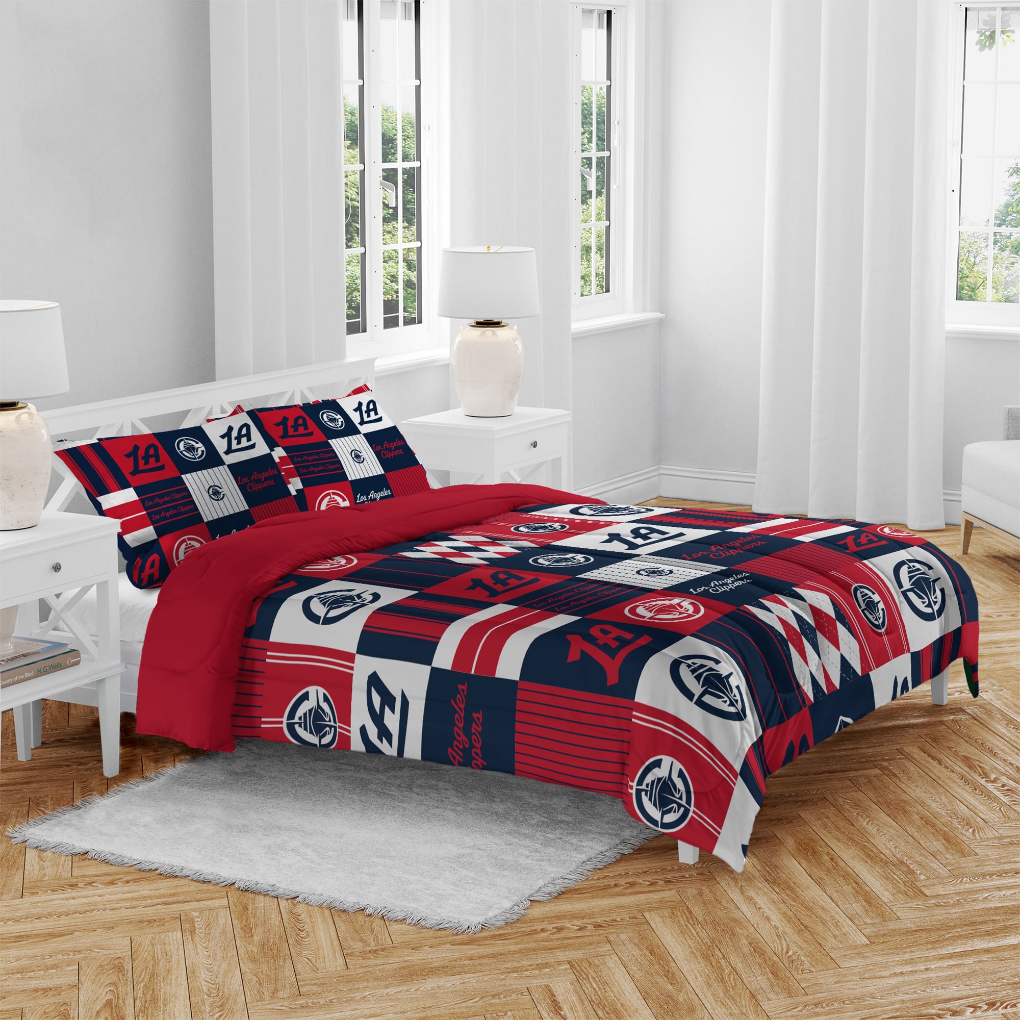 Pegasus LA Clippers Patchwork Plaid Three-Piece Full/Queen Bed in a Bag Set