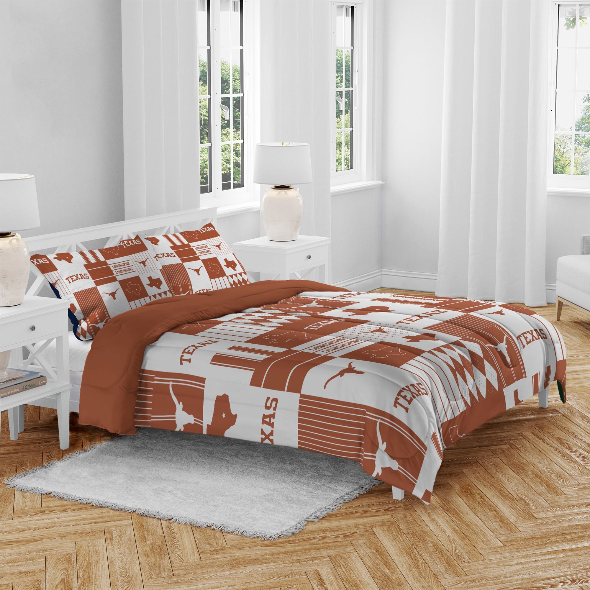 Pegasus Texas Longhorns Patchwork Plaid Three-Piece Full/Queen Bed in a Bag Set
