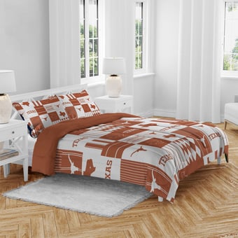 Pegasus Texas Longhorns Patchwork Plaid Three-Piece Full/Queen Bed in a Bag Set