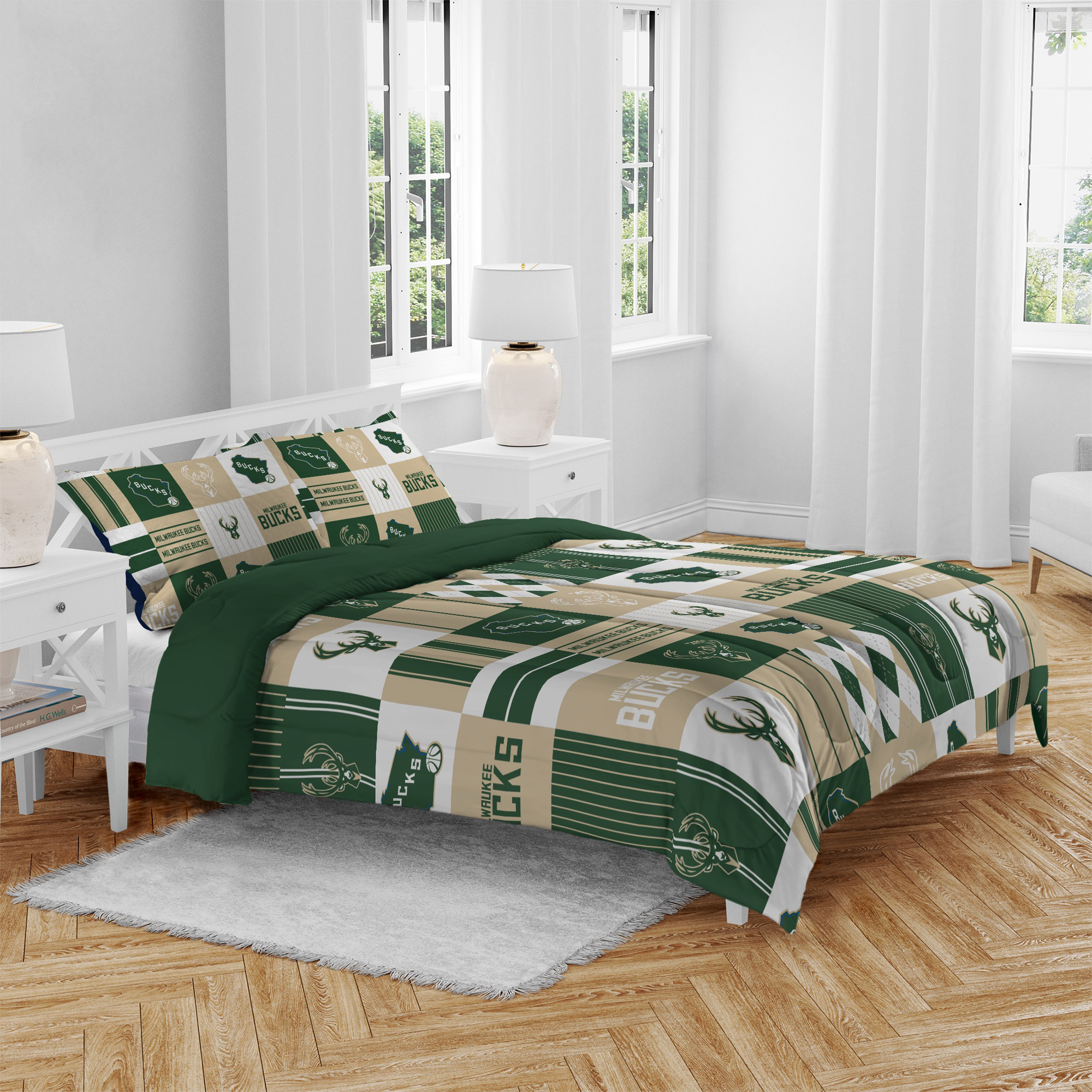 Pegasus Milwaukee Bucks Patchwork Plaid Three-Piece Full/Queen Bed in a Bag Set