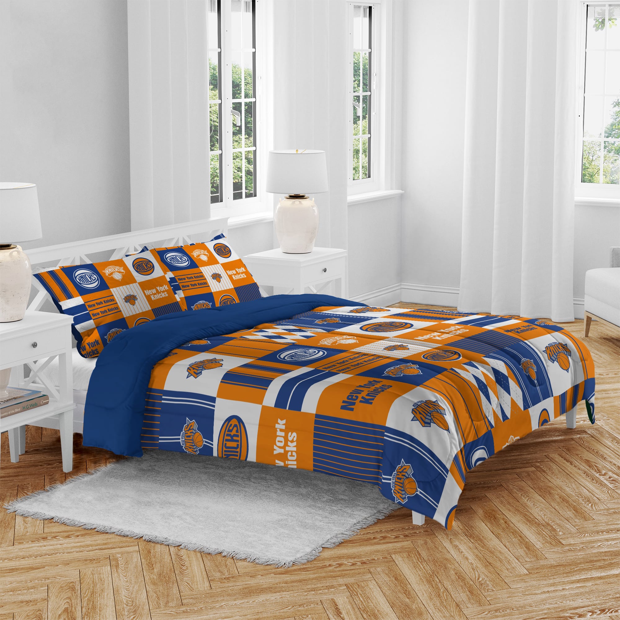 Pegasus New York Knicks Patchwork Plaid Three-Piece Full/Queen Bed in a Bag Set