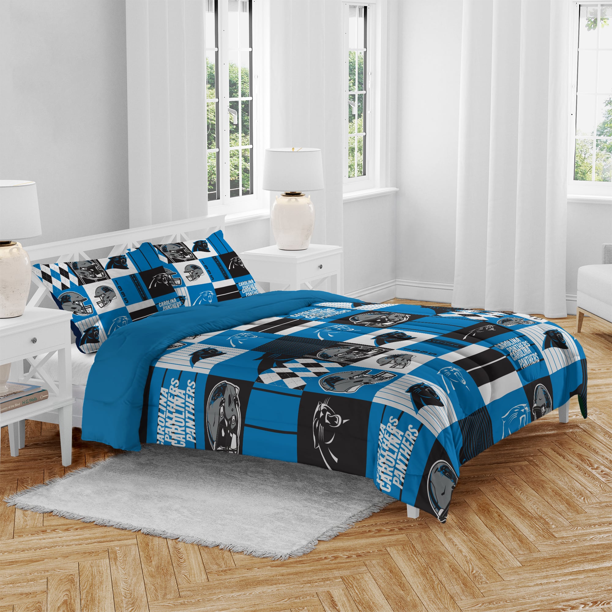 Pegasus Carolina Panthers Patchwork Plaid Three-Piece Full/Queen Bed in a Bag Set