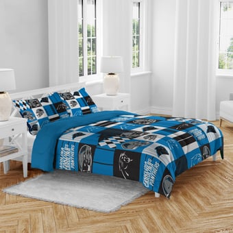 Pegasus Carolina Panthers Patchwork Plaid Three-Piece Full/Queen Bed in a Bag Set