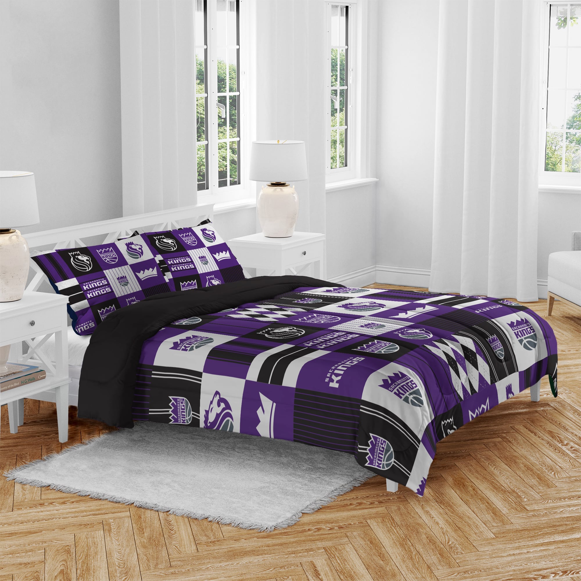 Pegasus Sacramento Kings Patchwork Plaid Three-Piece Full/Queen Bed in a Bag Set