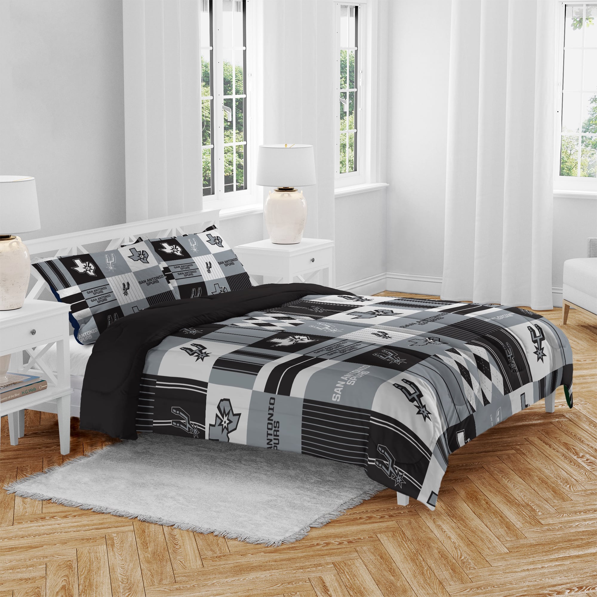 Pegasus San Antonio Spurs Patchwork Plaid Three-Piece Full/Queen Bed in a Bag Set