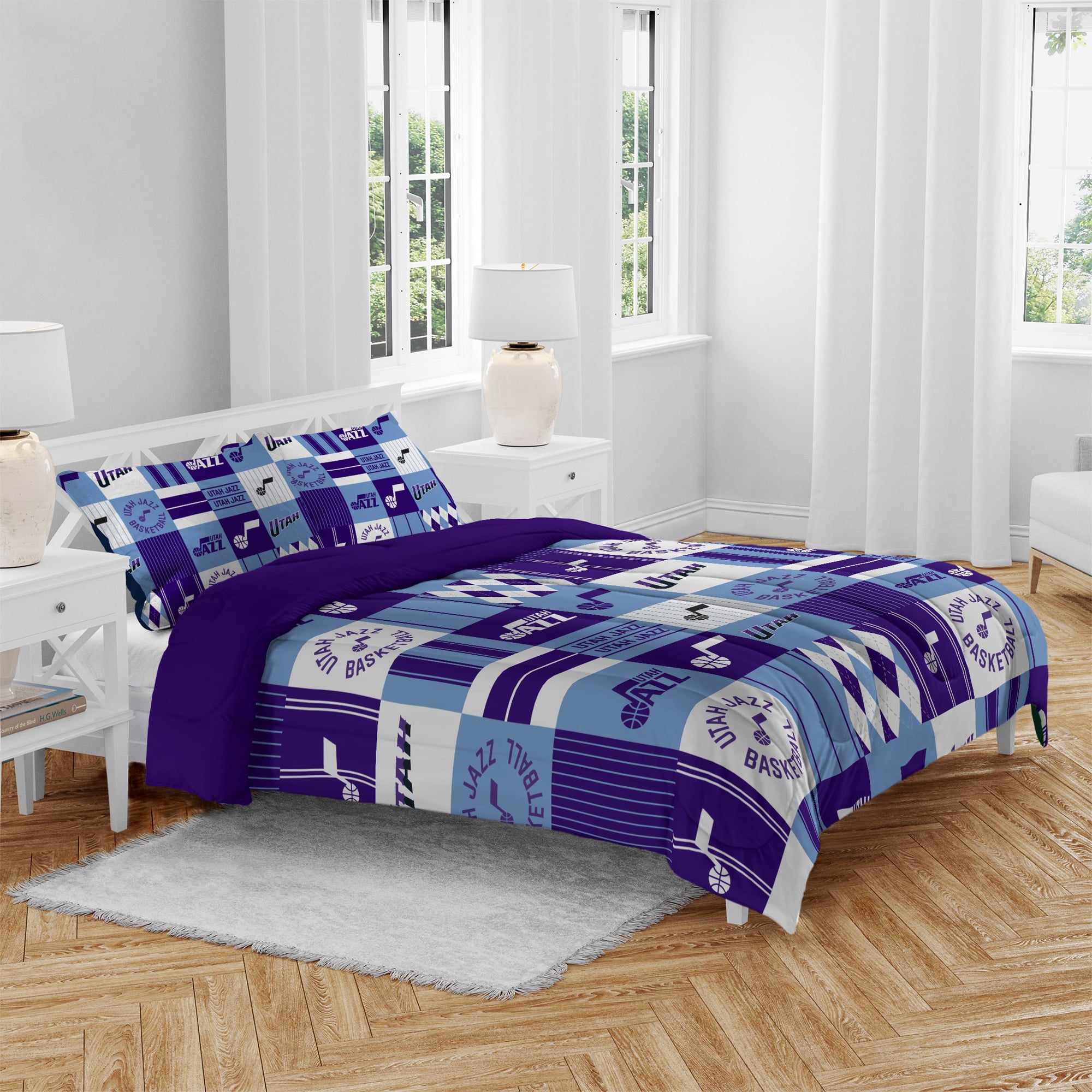 Pegasus Utah Jazz Patchwork Plaid Three-Piece Full/Queen Bed in a Bag Set