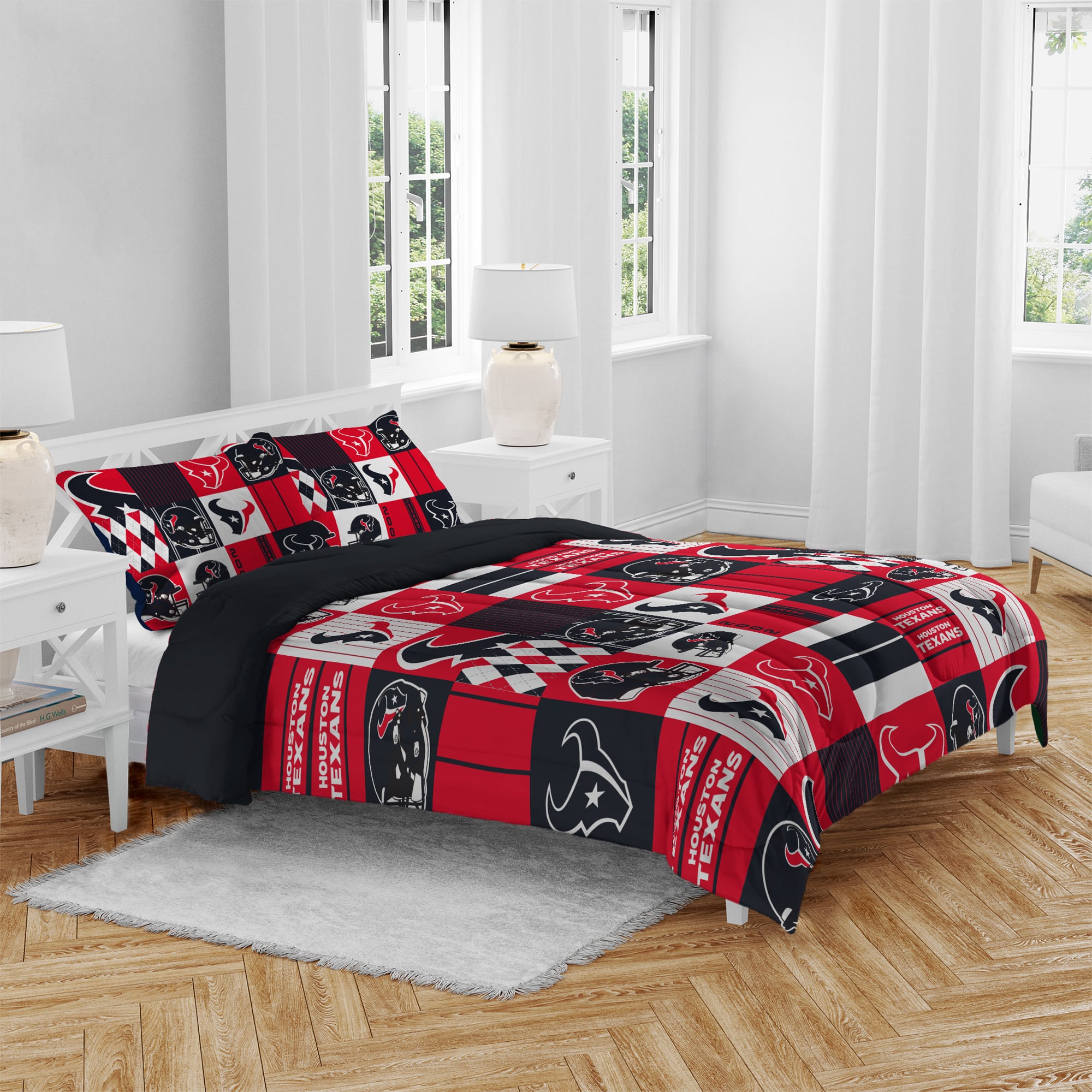 Pegasus Houston Texans Patchwork Plaid Three-Piece Full/Queen Bed in a Bag Set