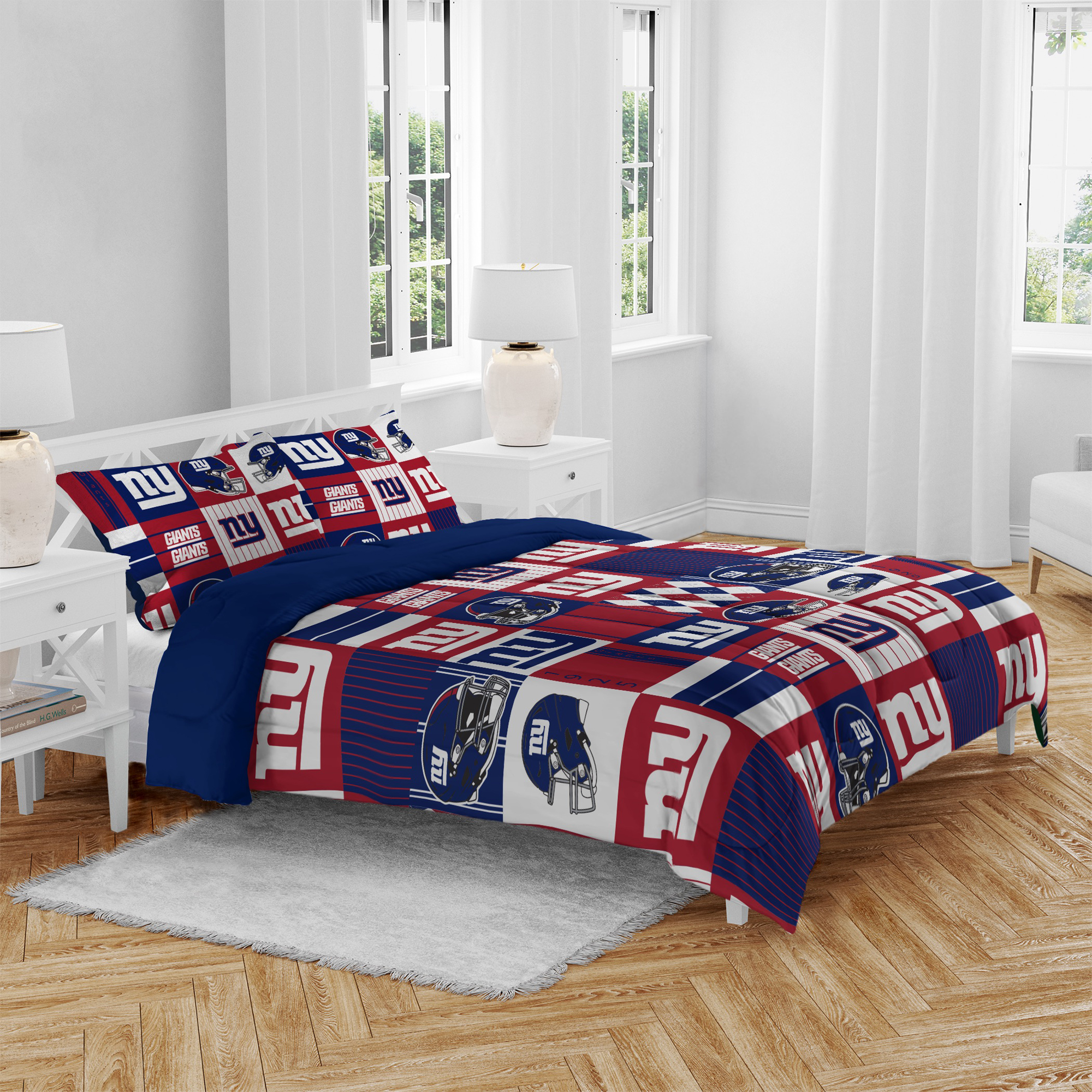 Pegasus New York Giants Patchwork Plaid Three-Piece Full/Queen Bed in a Bag Set