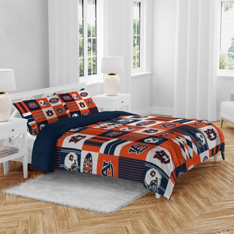 Pegasus Auburn Tigers Patchwork Plaid Three-Piece Full/Queen Bed in a Bag Set