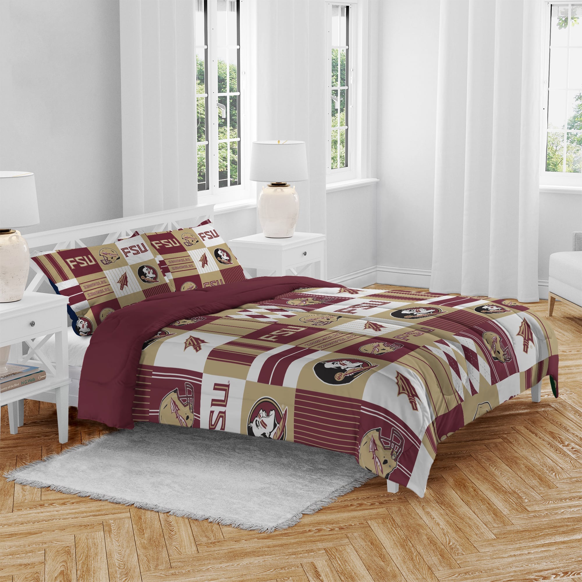 Pegasus Florida State Seminoles Patchwork Plaid Three-Piece Full/Queen Bed in a Bag Set