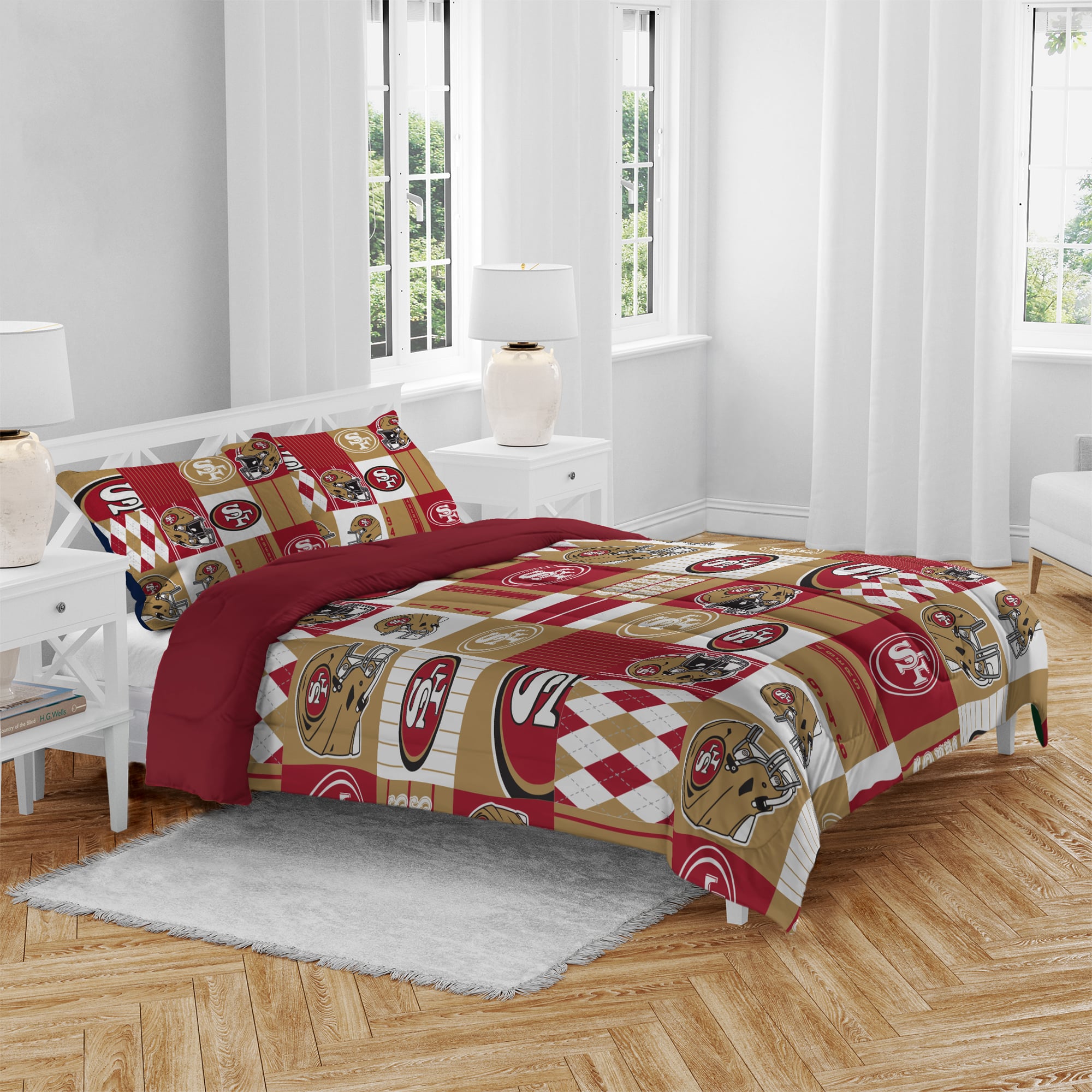 Pegasus San Francisco 49ers Patchwork Plaid Three-Piece Full/Queen Bed in a Bag Set