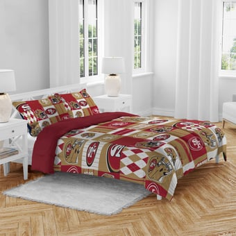 Pegasus San Francisco 49ers Patchwork Plaid Three-Piece Full/Queen Bed in a Bag Set