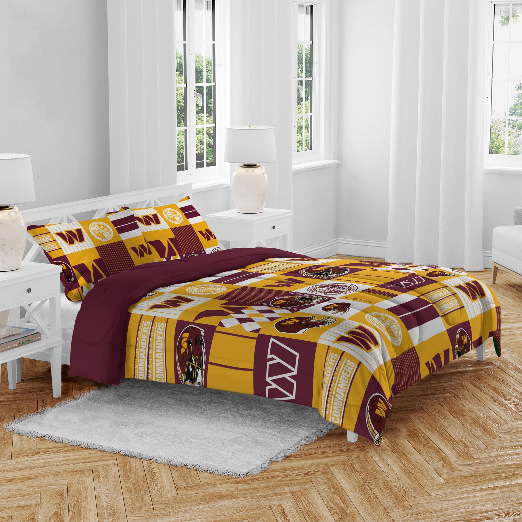 Pegasus Washington Commanders Patchwork Plaid Three-Piece Full/Queen Bed in a Bag Set