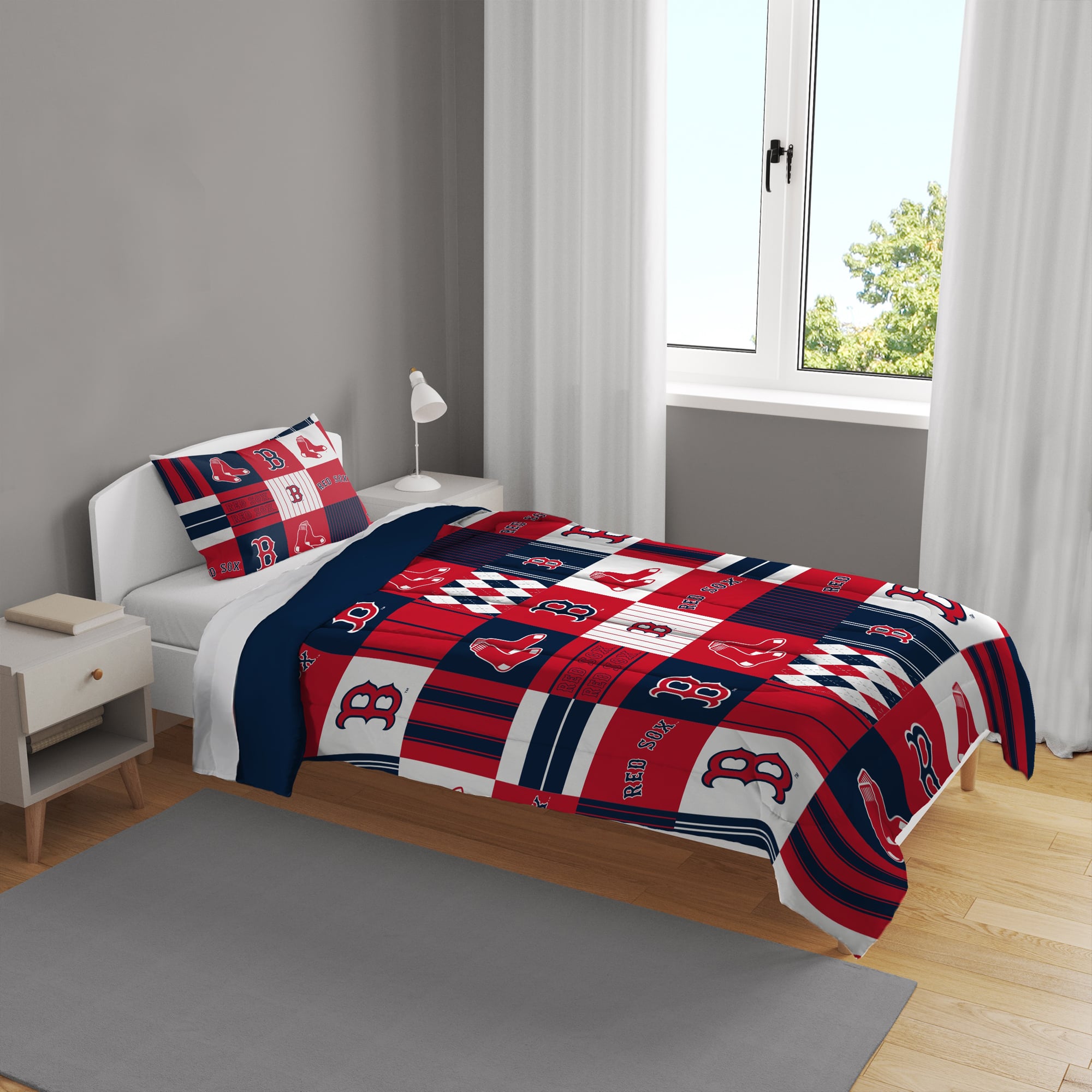 Pegasus Boston Red Sox Patchwork Plaid Two-Piece Twin/Twin XL Bed in a Bag Set