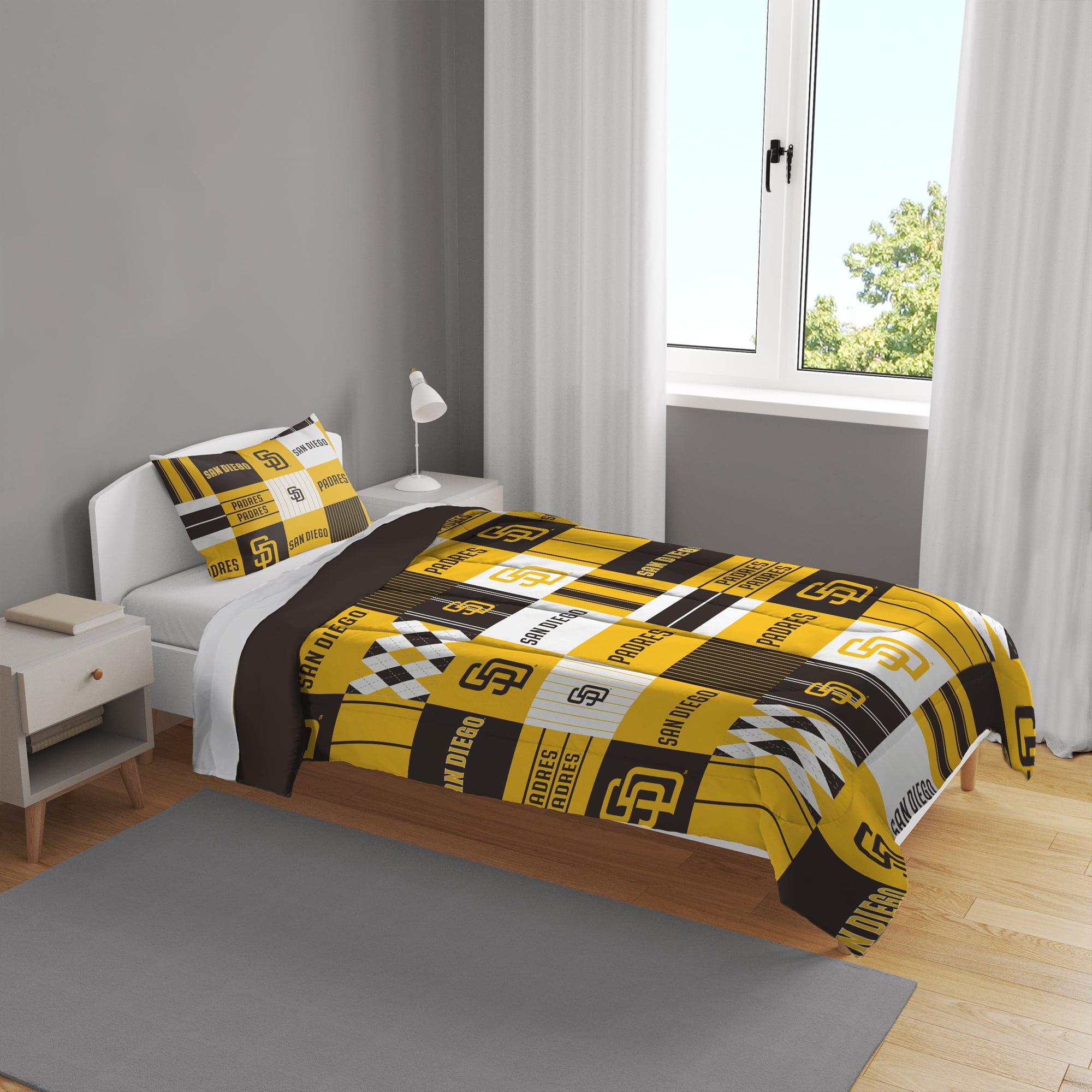 Pegasus San Diego Padres Patchwork Plaid Two-Piece Twin/Twin XL Bed in a Bag Set