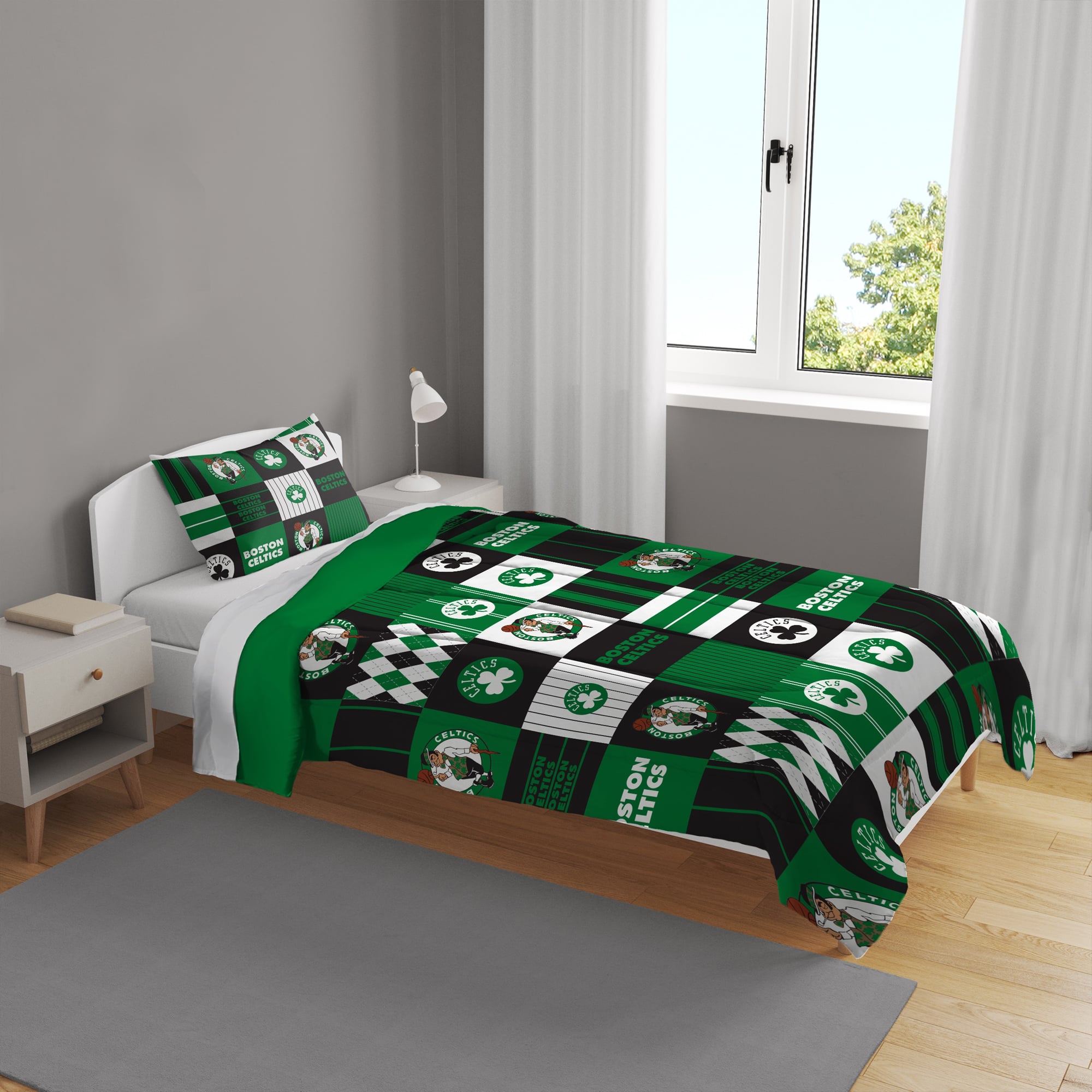 Pegasus Boston Celtics Patchwork Plaid Two-Piece Twin/Twin XL Bed in a Bag Set