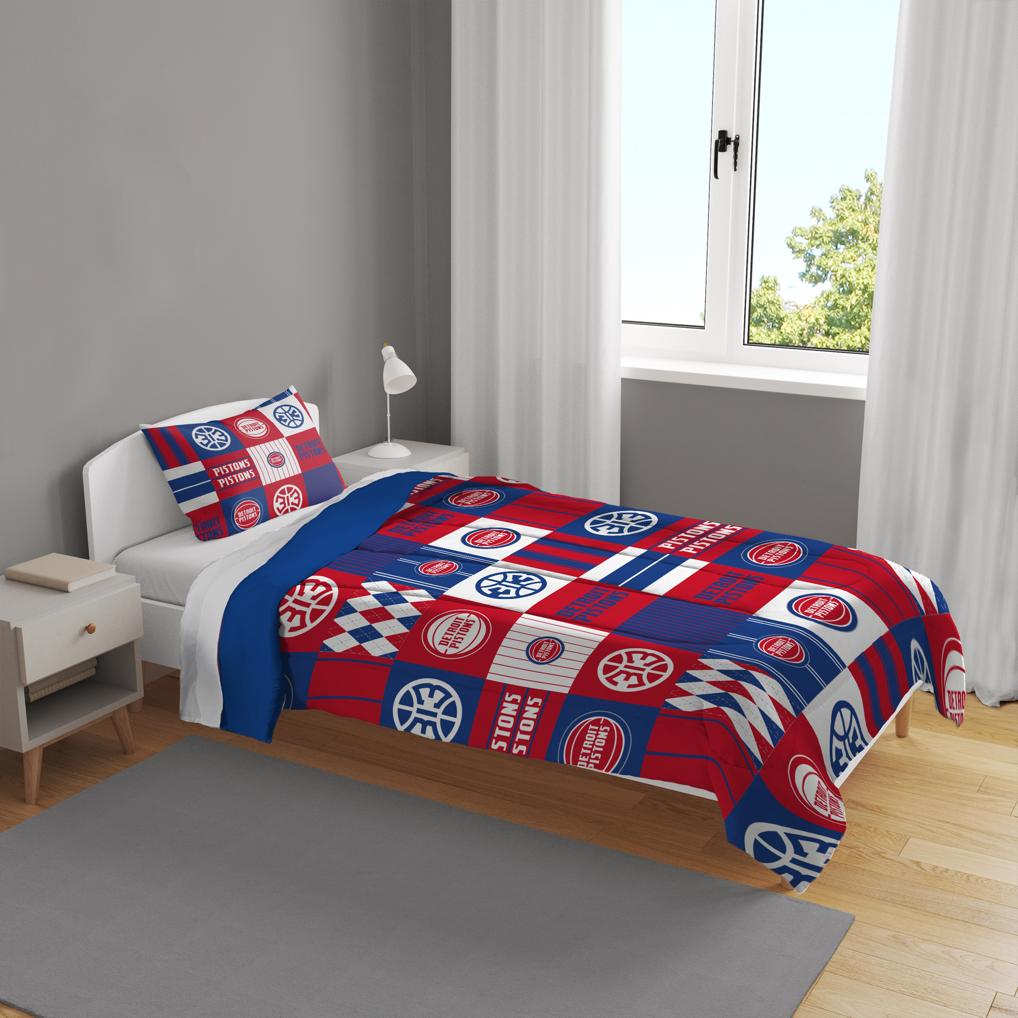 Pegasus Detroit Pistons Patchwork Plaid Two-Piece Twin/Twin XL Bed in a Bag Set