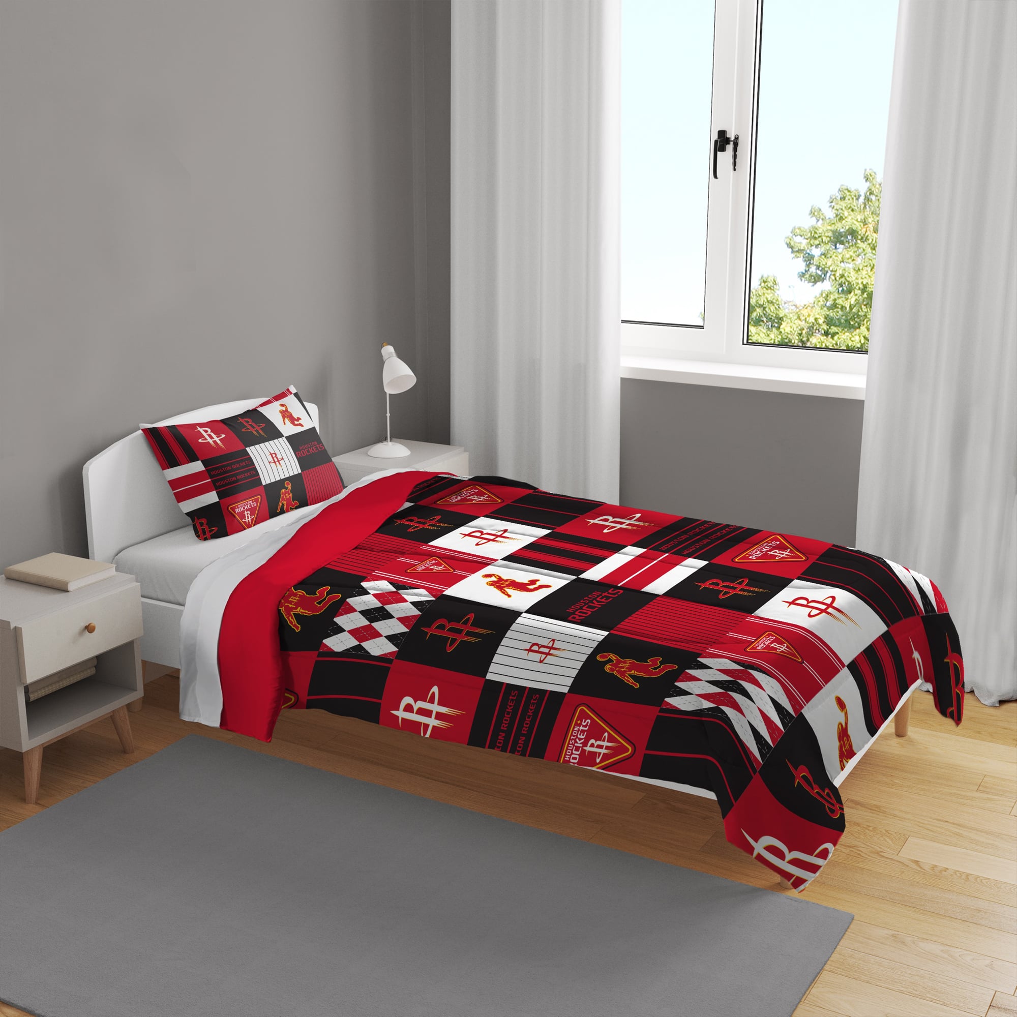 Pegasus Houston Rockets Patchwork Plaid Two-Piece Twin/Twin XL Bed in a Bag Set