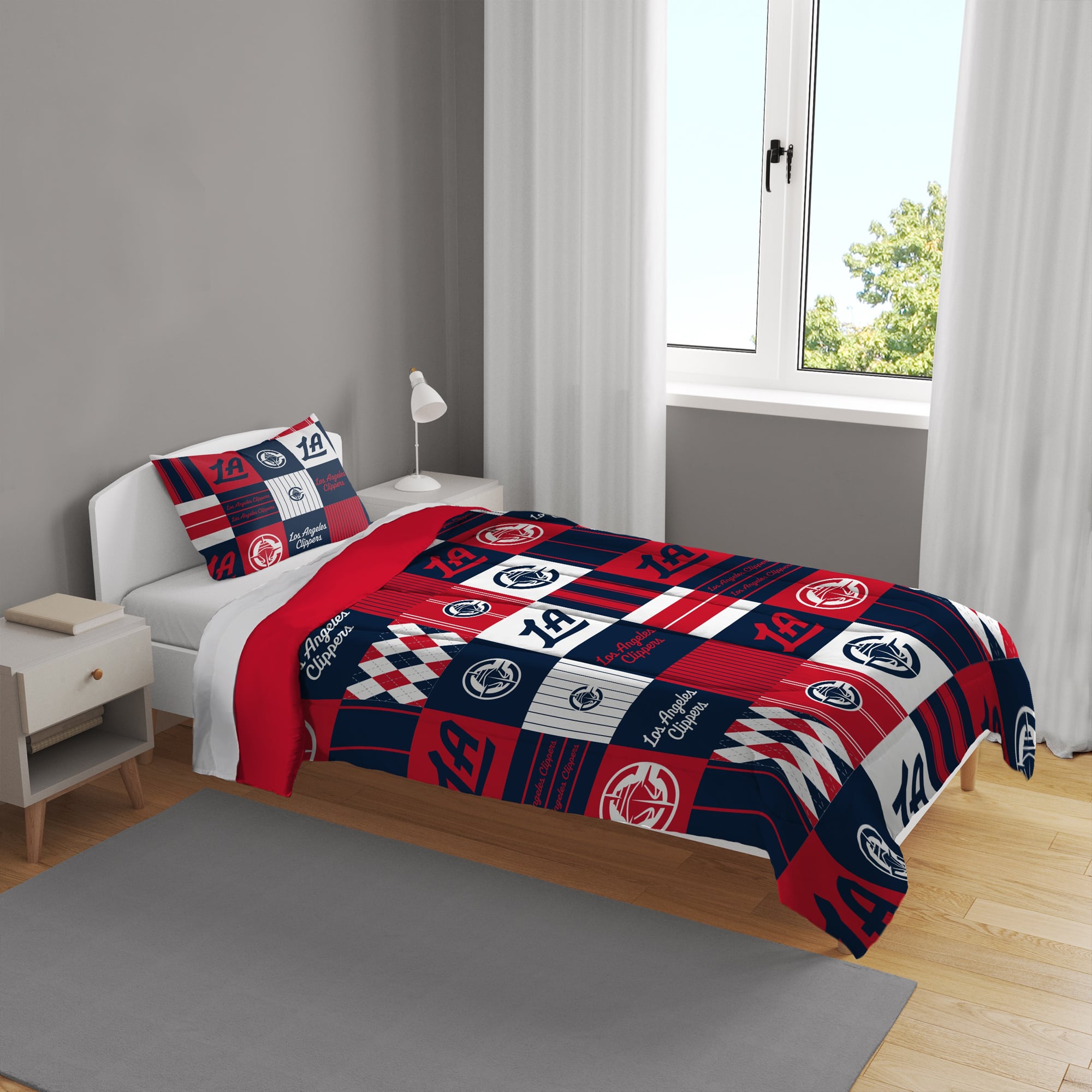 Pegasus LA Clippers Patchwork Plaid Two-Piece Twin/Twin XL Bed in a Bag Set