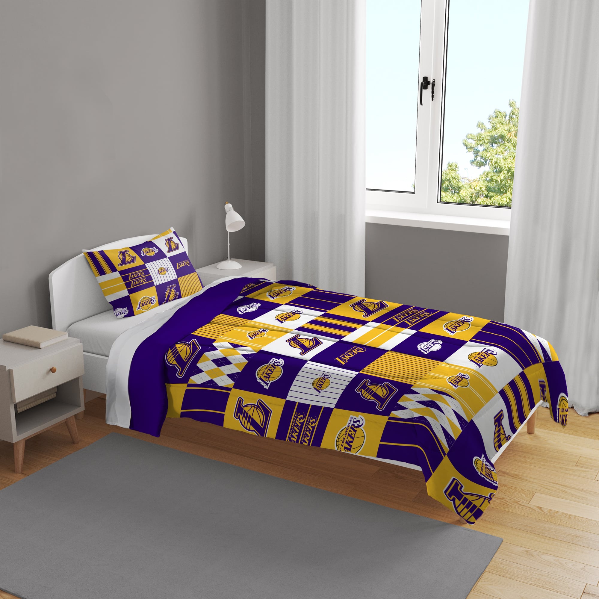 Pegasus Los Angeles Lakers Patchwork Plaid Two-Piece Twin/Twin XL Bed in a Bag Set