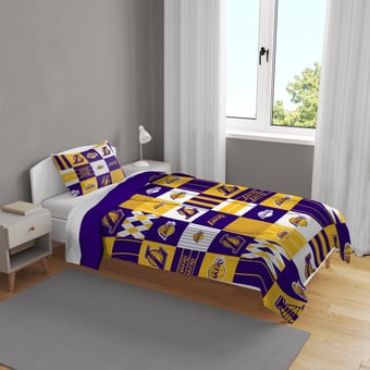 Pegasus Los Angeles Lakers Patchwork Plaid Two-Piece Twin/Twin XL Bed in a Bag Set