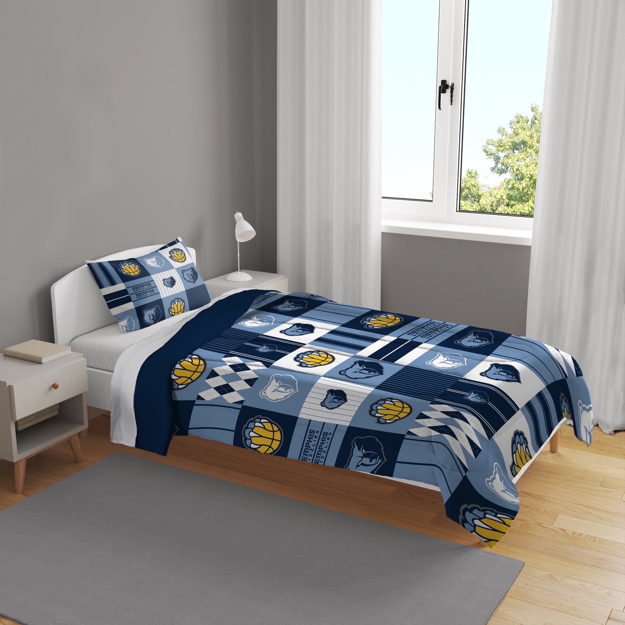 Pegasus Memphis Grizzlies Patchwork Plaid Two-Piece Twin/Twin XL Bed in a Bag Set