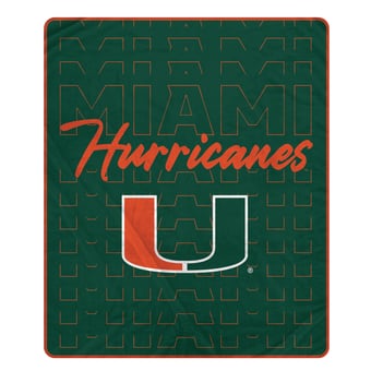 "Pegasus Miami Hurricanes Echo Script Fade 50"" x 60"" Ultra Soft Throw Blanket"