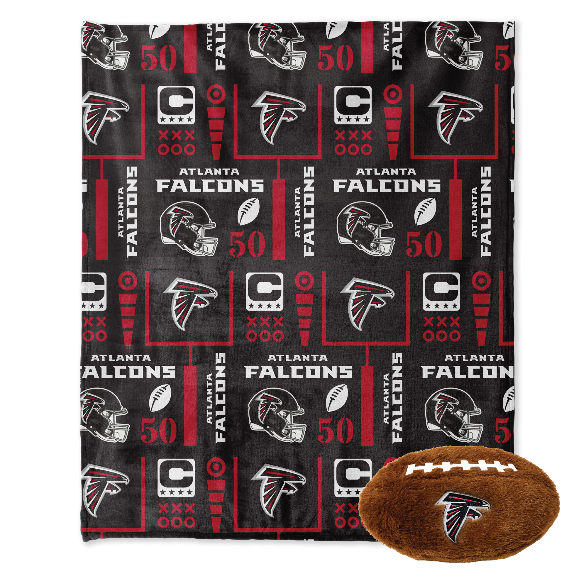 Pegasus Atlanta Falcons 50" x 60" Blackout Team Spirit Ultra Soft Throw & Plush Football Combo Pack
