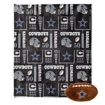 "Pegasus Dallas Cowboys 50"" x 60"" Blackout Team Spirit Ultra Soft Throw & Plush Football Combo Pack"