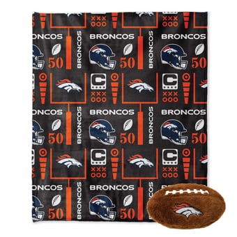 "Pegasus Denver Broncos 50"" x 60"" Blackout Team Spirit Ultra Soft Throw & Plush Football Combo Pack"