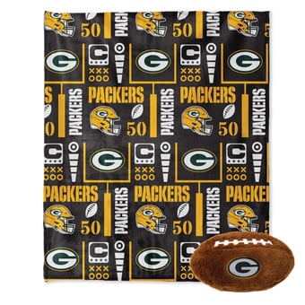 "Pegasus Green Bay Packers 50"" x 60"" Blackout Team Spirit Ultra Soft Throw & Plush Football Combo Pack"