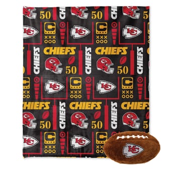 "Pegasus Kansas City Chiefs 50"" x 60"" Blackout Team Spirit Ultra Soft Throw & Plush Football Combo Pack"
