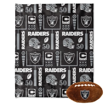 "Pegasus Las Vegas Raiders 50"" x 60"" Blackout Team Spirit Ultra Soft Throw & Plush Football Combo Pack"