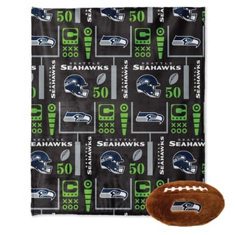 Pegasus Seattle Seahawks 50" x 60" Blackout Team Spirit Ultra Soft Throw & Plush Football Combo Pack