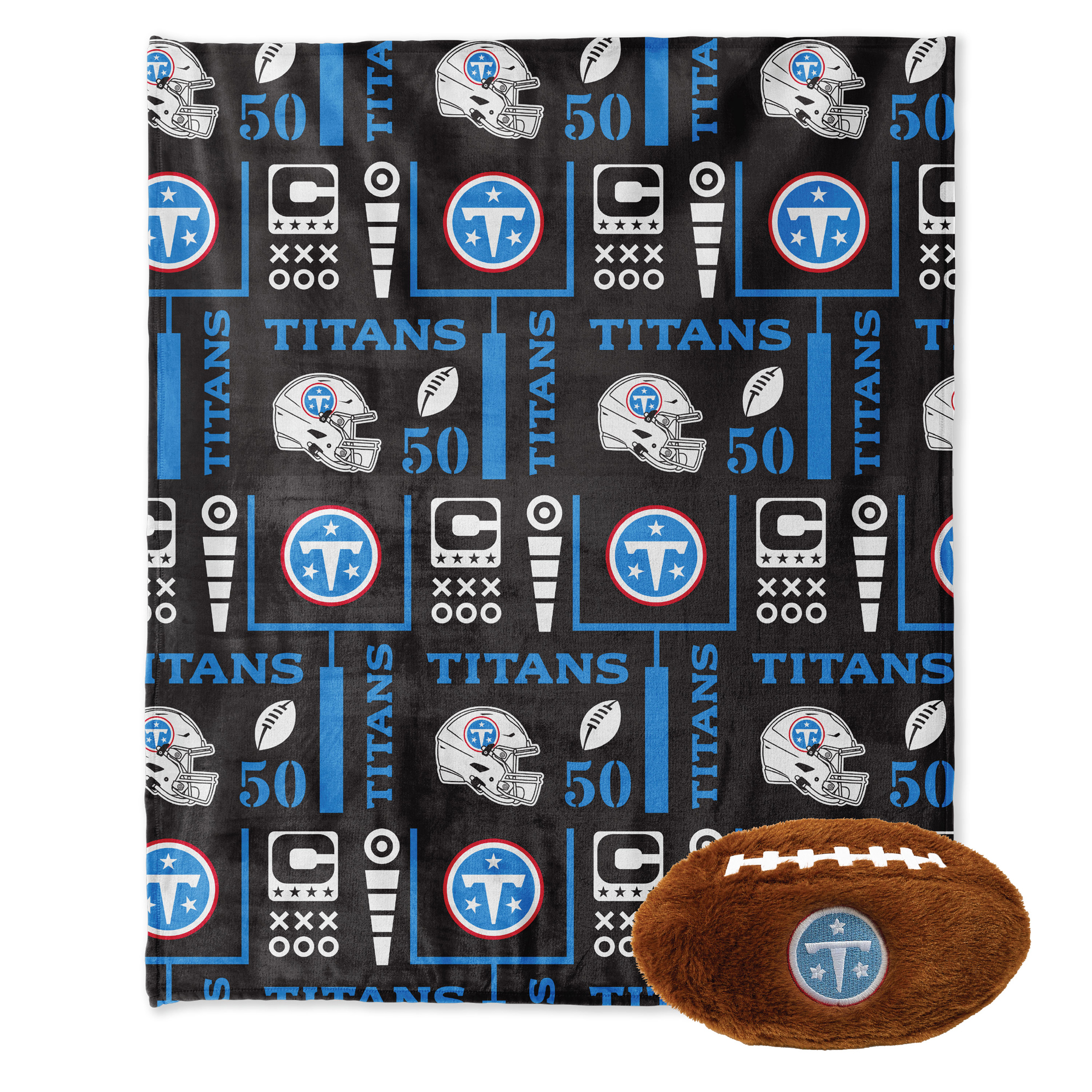 Pegasus Tennessee Titans 50" x 60" Blackout Team Spirit Ultra Soft Throw & Plush Football Combo Pack