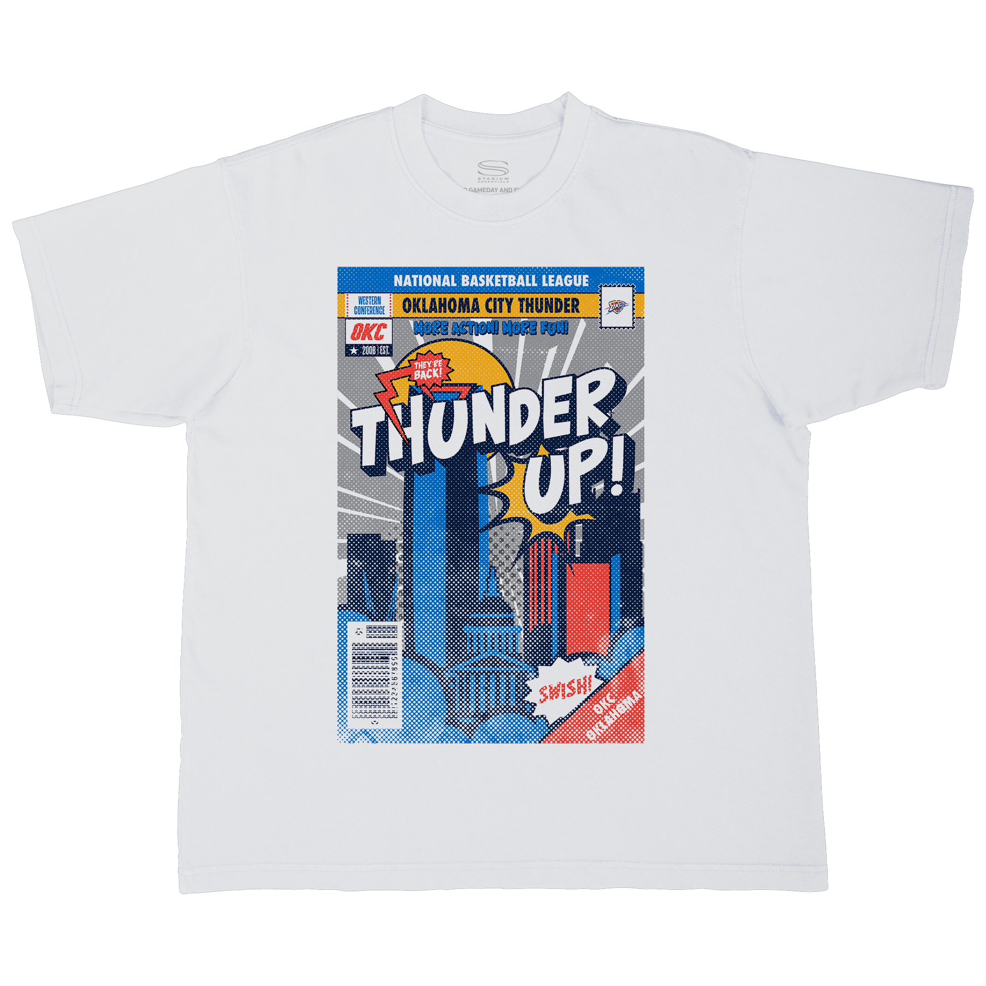 Unisex Stadium Essentials White Oklahoma City Thunder Comic Book Cover Boxy T-Shirt