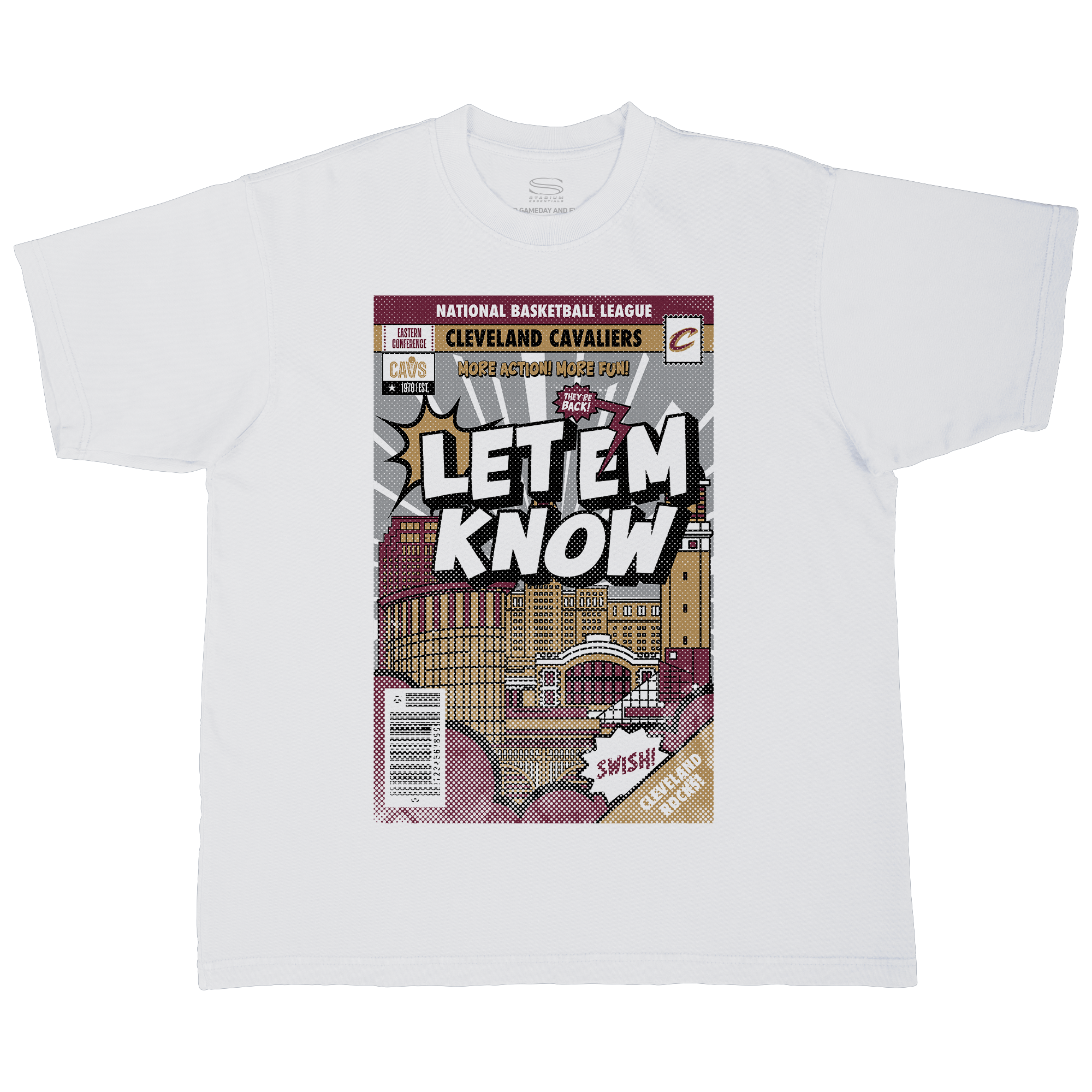 Unisex Stadium Essentials  White Cleveland Cavaliers Comic Book Cover Boxy T-Shirt