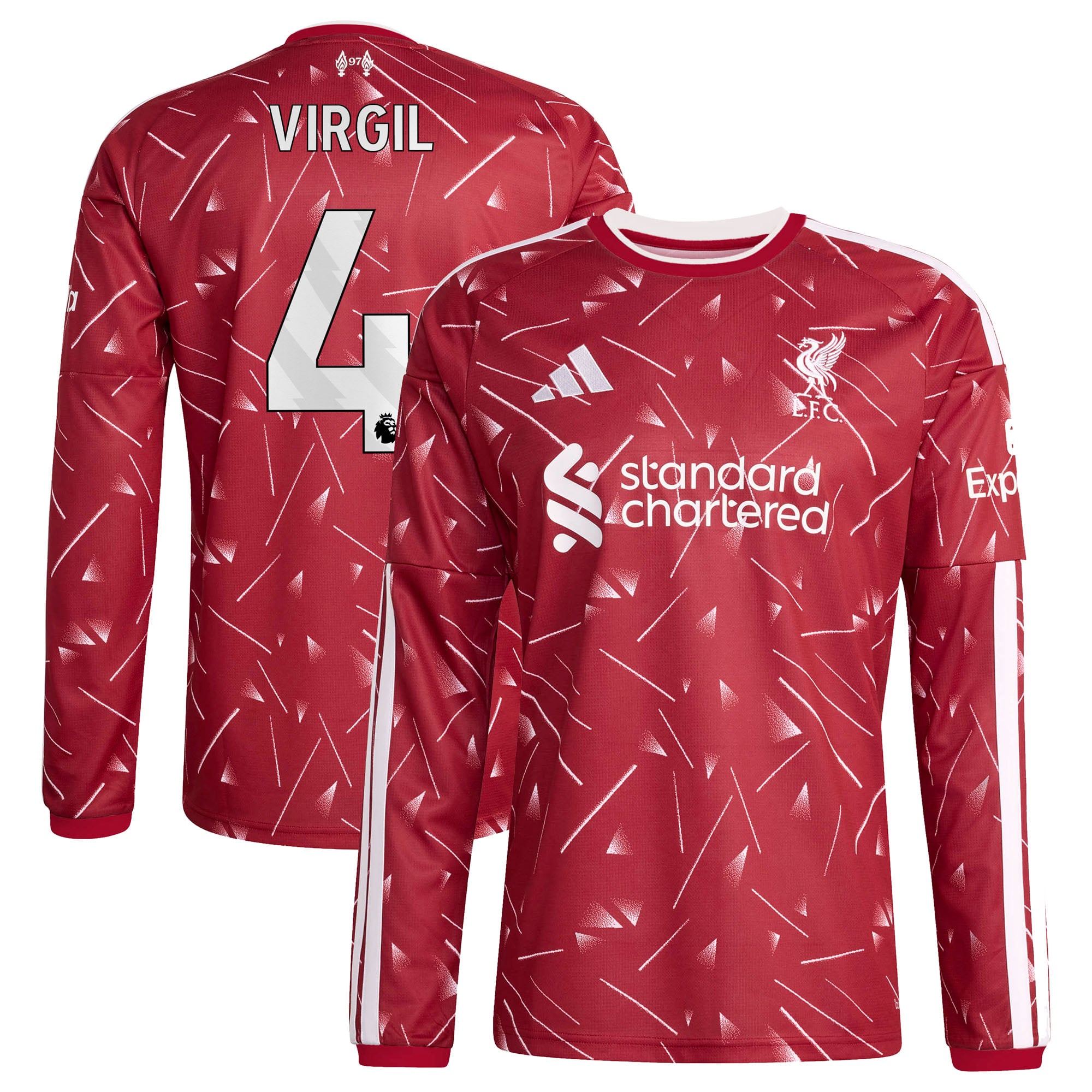Men's adidas Virgil van Dijk Red Liverpool 2026/27 Home Replica Long Sleeve Jersey