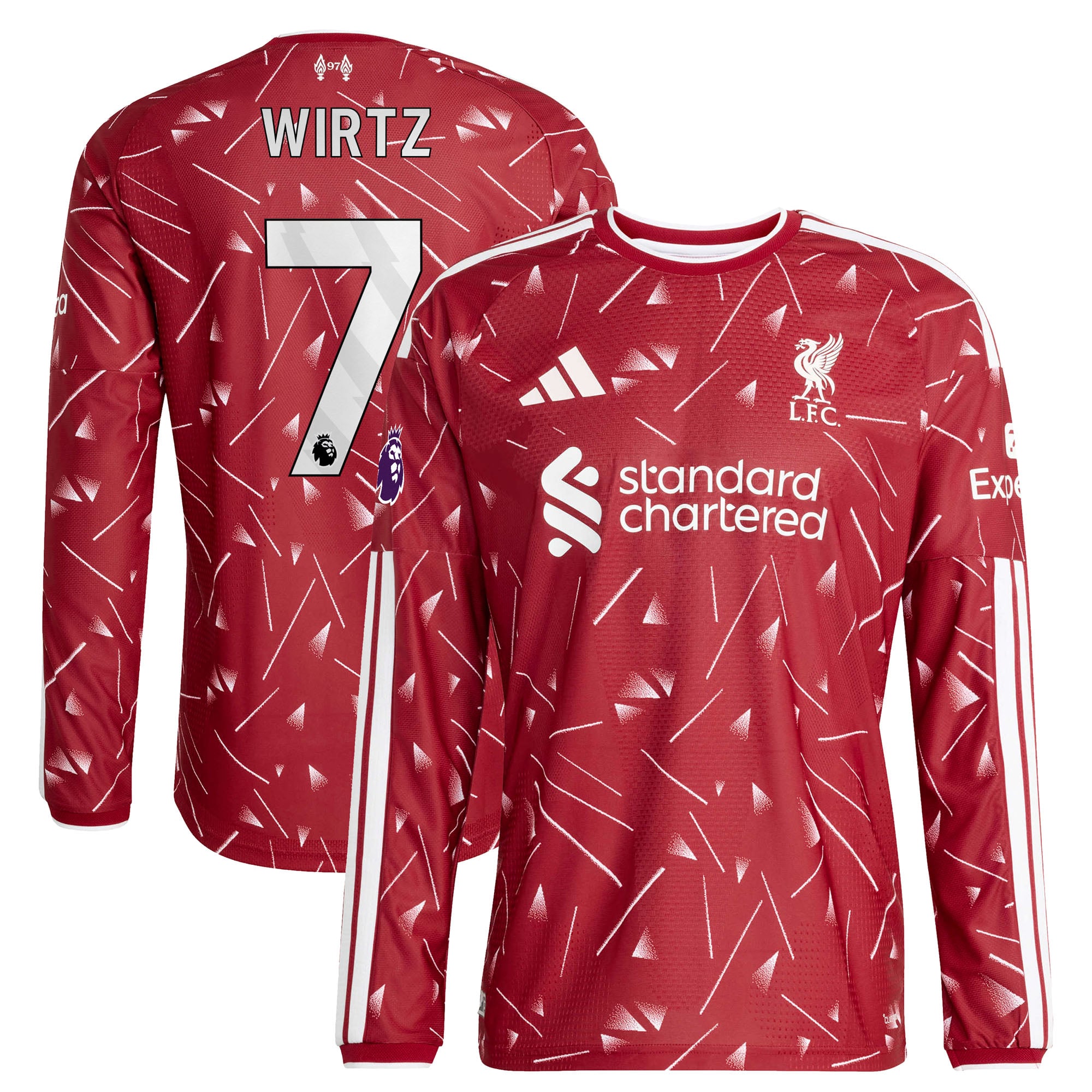 Men's adidas Florian Wirtz Red Liverpool 2026/27 Home On-Field Authentic Long Sleeve Jersey