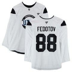 Ilya Fedotov Utah Mammoth Practice-Used #88 White Jersey from the 2024-25 NHL Season